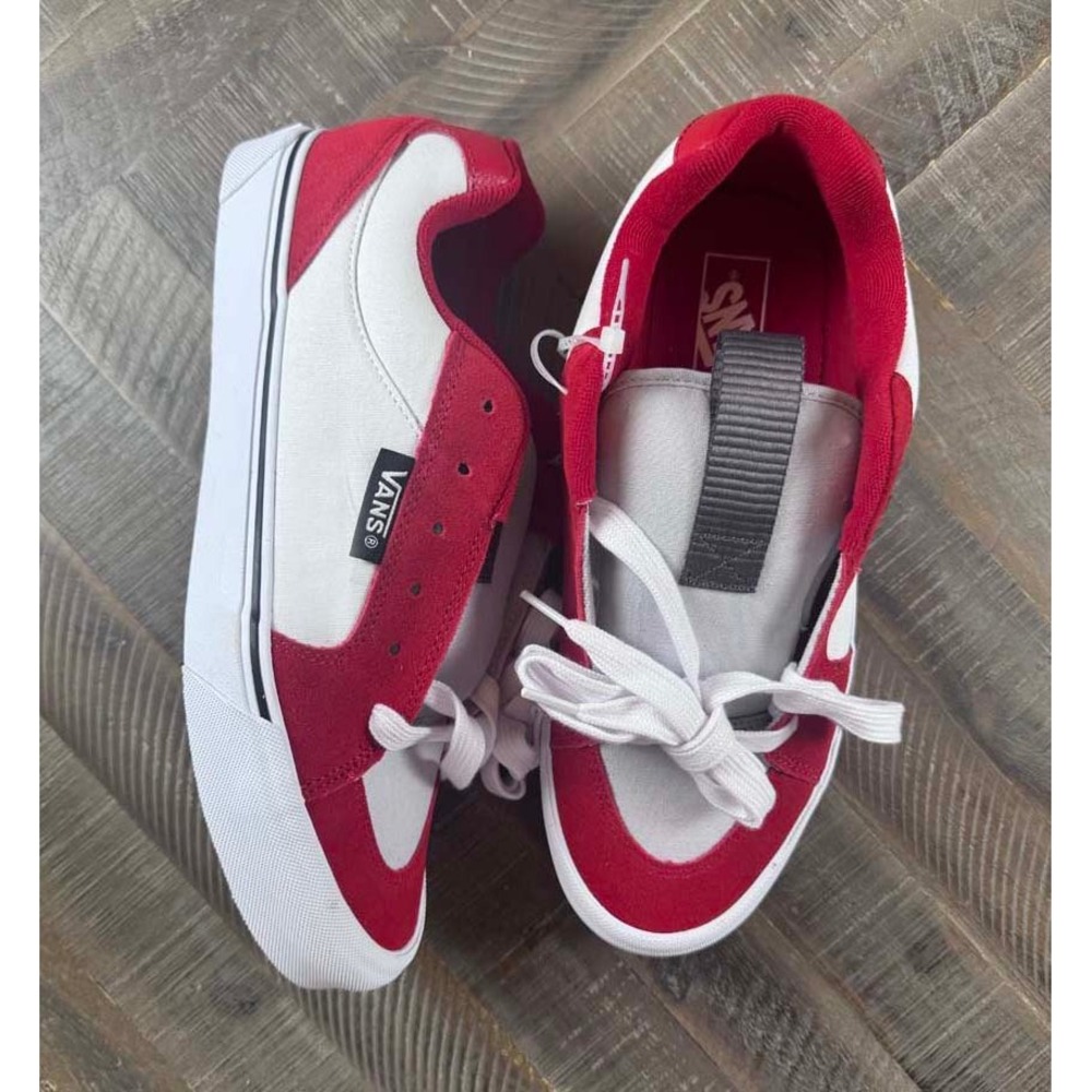 Vans Low Top Skate Shoes Red White Canvas Suede Mens 11.5 1721356 NEW - Picture 3 of 9